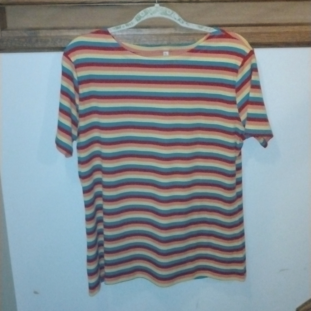 Rainbow stripped Time and Tru Short sleeve shirt